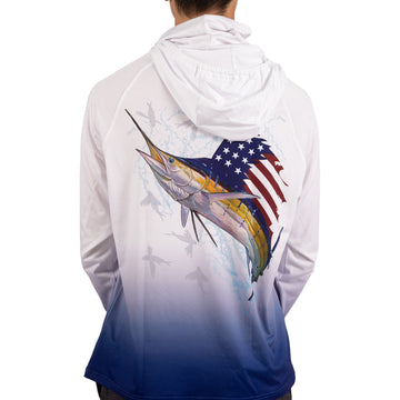 America Proud Long Sleeve Hooded UPF 50 Performance Shirt