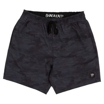 Black Camo 17" 4-way stretch Volley shorts with side pockets
