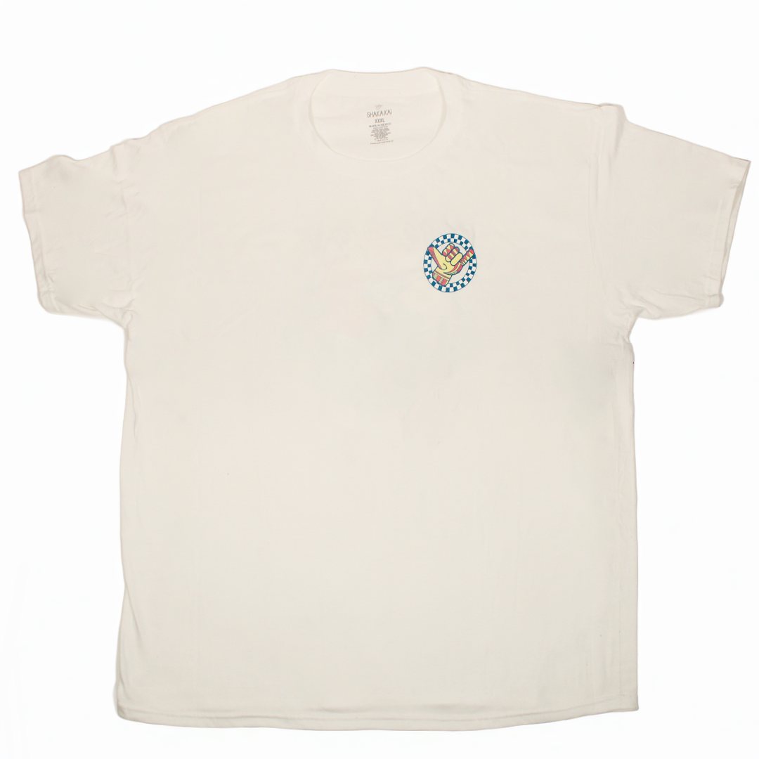 Drinking in Paradise T-Shirt featuring tropical artwork on a white background.