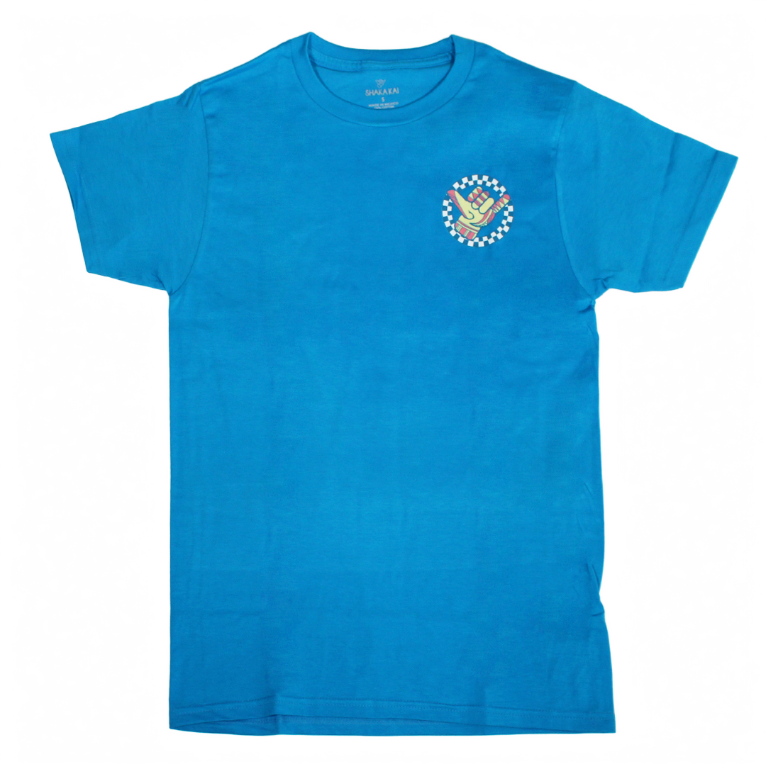 Drinking in Paradise T-Shirt in vibrant blue with tropical artwork, perfect for casual beach vibes.