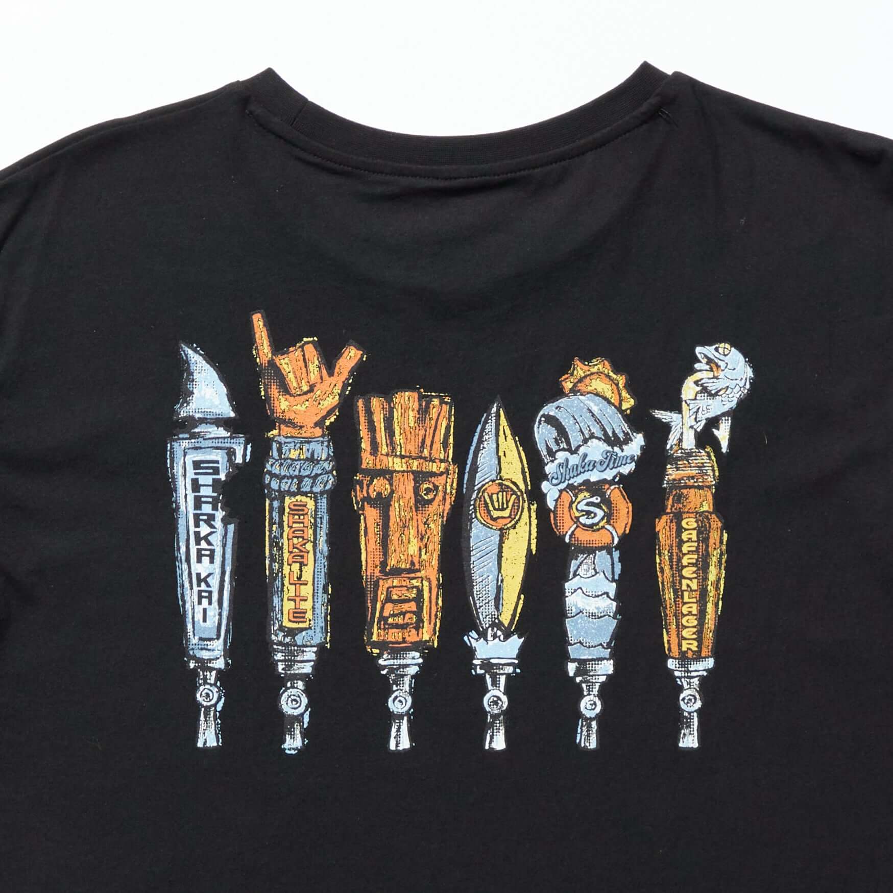 Tapped Out T-Shirt featuring colorful graphic design of iconic adventure symbols.