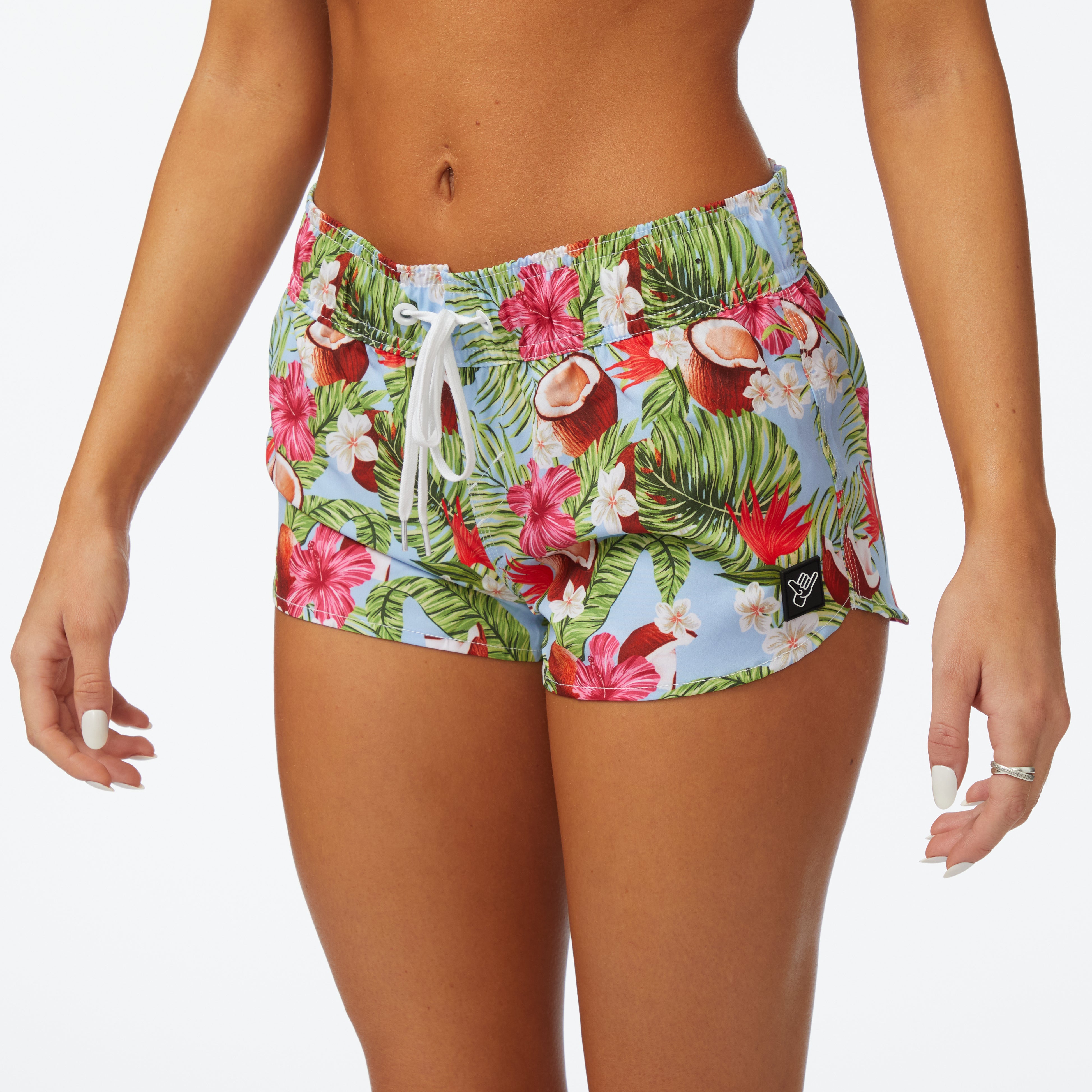 Coco Loco Volley Short with vibrant floral pattern, ideal for sun and surf, featuring relaxed fit and 4-way stretch.