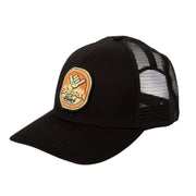 Suds & Duds Trucker Hat featuring a bold patch and semi-curved visor for beach-day style and comfort.