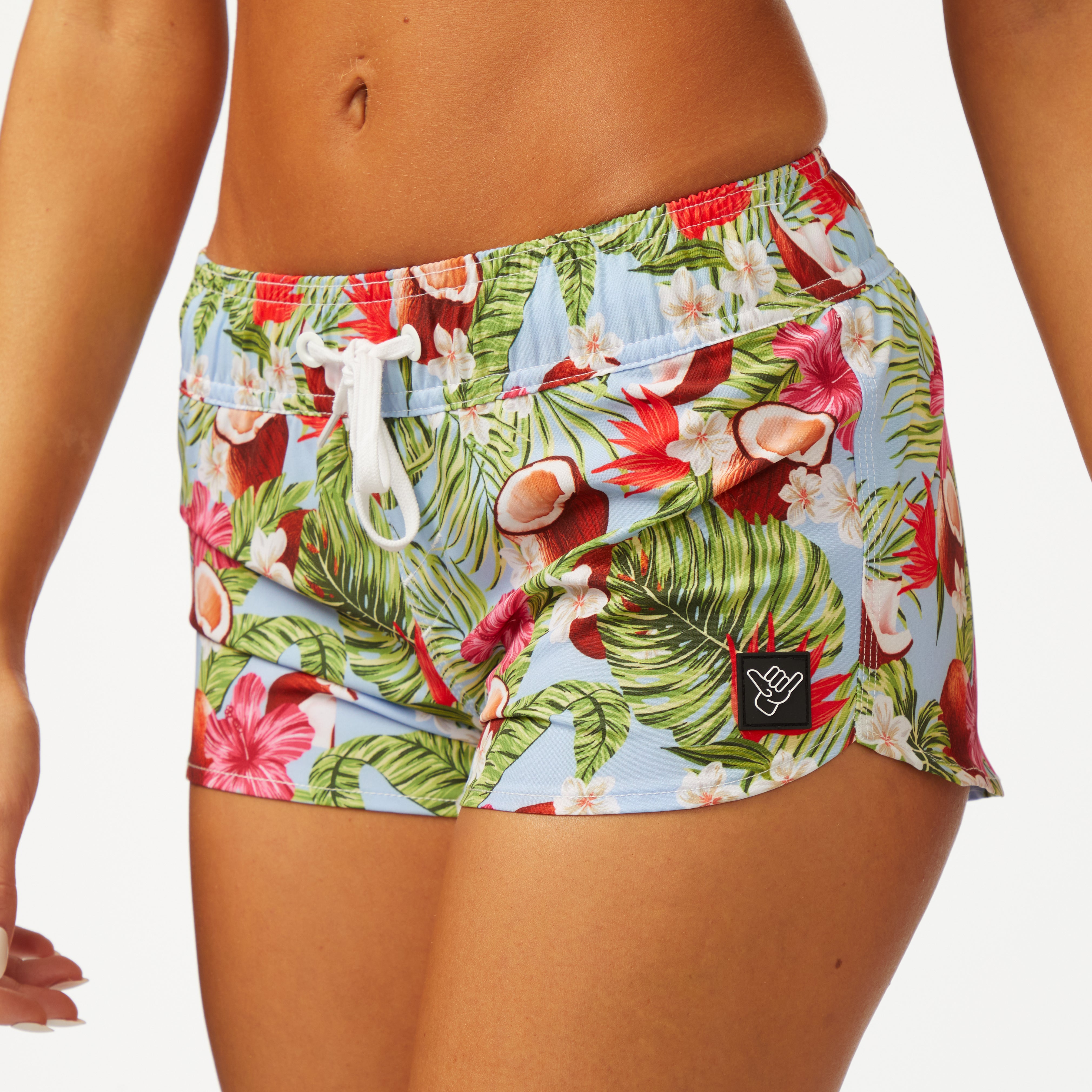 Coco Loco Volley Short featuring a tropical floral design, ideal for comfort and flexibility during outdoor activities.