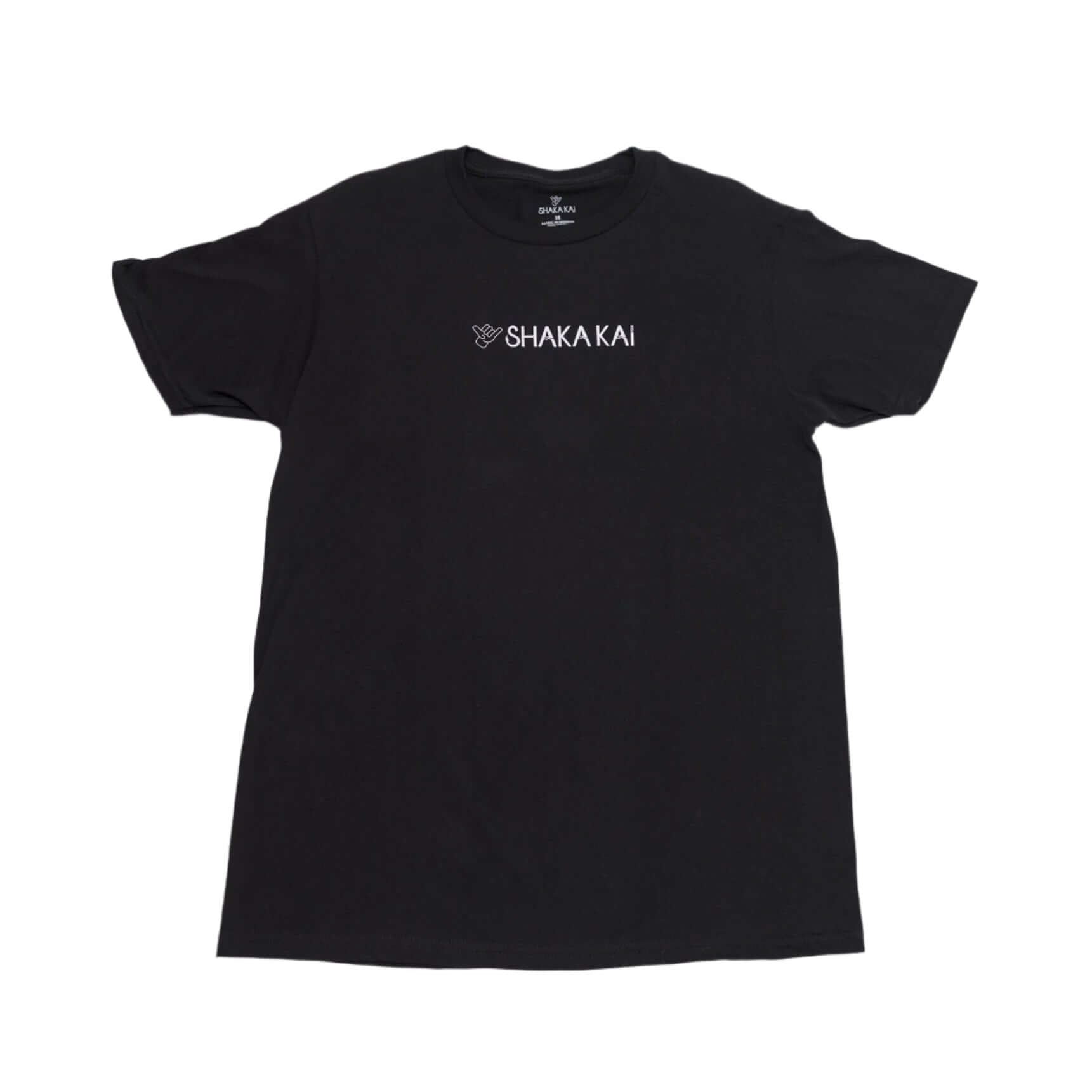 Menehune S/S Cotton T-Shirt in black featuring Shaka Kai logo for premium comfort and island vibes.