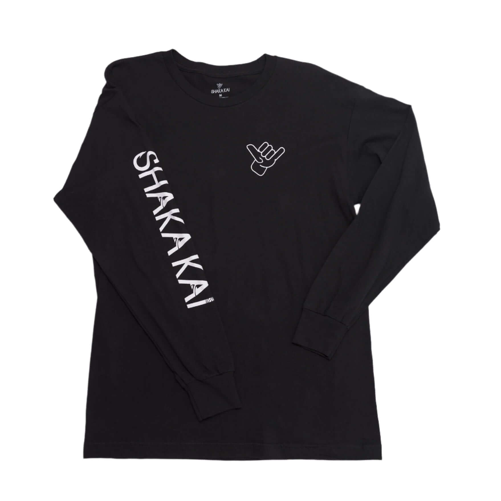 Trademark L/S Cotton T-Shirt featuring Shaka Kai logo on a black long sleeve shirt.