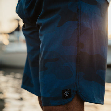 Blue Camo Elastic Shorts